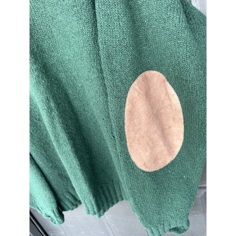 Vintage‎ Polo Ralph Lauren Alpaca Wool Pullover V Neck Sweater Suede Elbow Patch
